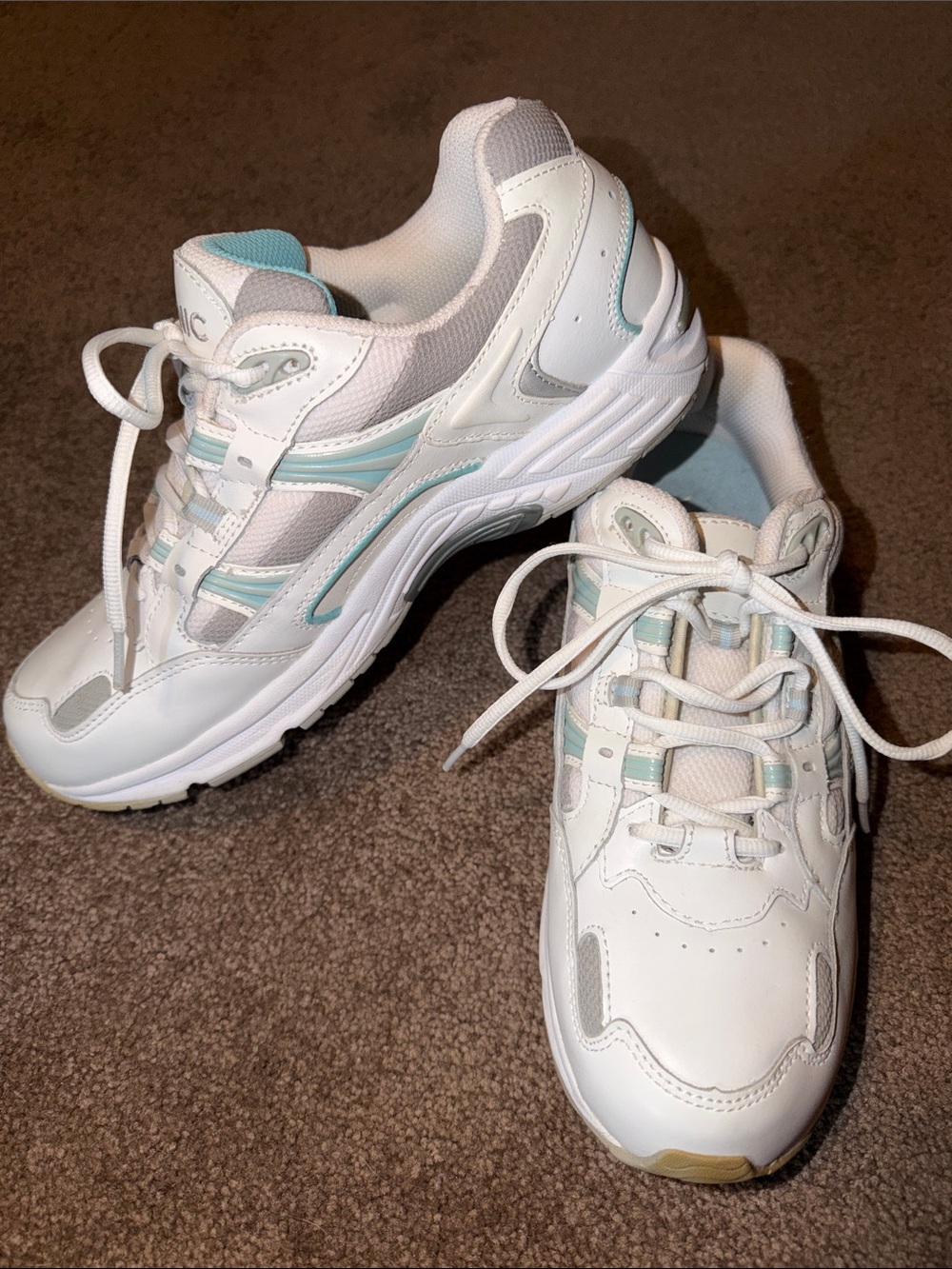 Vionics White Women's Walker Sneakers Blue Trim Arch Support Size 9 Wide